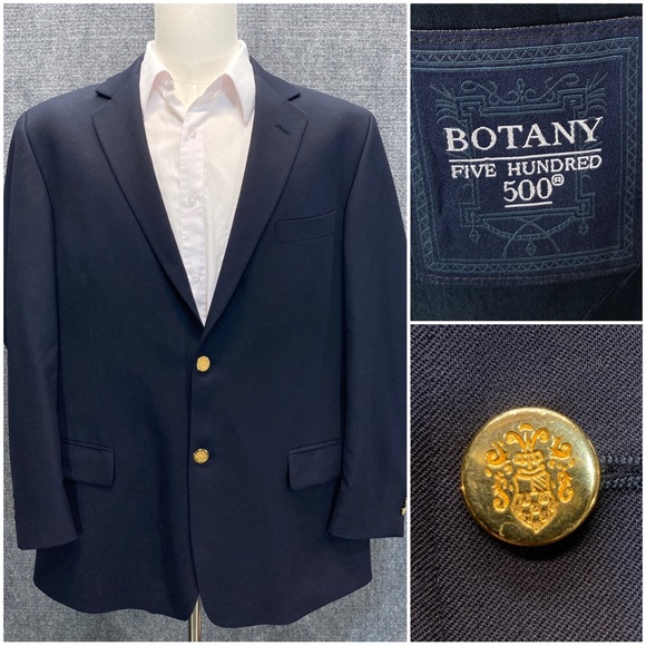 Botany 500 Other - Botany 500 Men's 44R Navy Blazer 100% Worsted Wool Gold Button